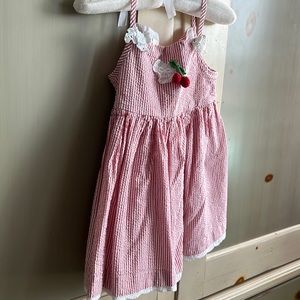 Red and white seersucker Sun dress sz 24m